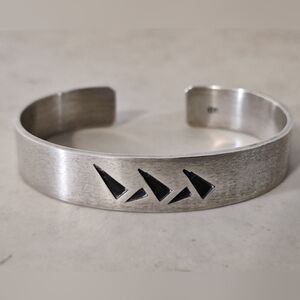 Modernist Sterling Silver Cuff Bracelet Unisex Southwestern